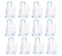 AUEAR, Lot de 12 mini valises en plastique pour bonbons, réception, cadeau de voyage, décoration de fête de mariage (bleu clair)