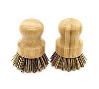AUEAR, Lot de 2 brosses à récurer en Bambou Naturel pour poêles, poêles à récurer en Fonte (Couleur foncée)