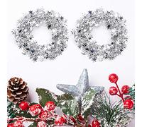 AUEAR, Lot de 2 rouleaux de guirlandes d'étoiles argentées scintillantes avec fil métallique pour sapin de Noël, maison, mariage, fête d'anniversaire, décoration festive
