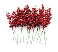 AUEAR Lot de 20 tiges de Baies Rouges pour Sapin de Noël, Décoration Noel