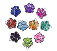 AUEAR, Lot de 24 pendentifs en forme d'empreinte de patte de chien et de chat avec perles en cristal et paillettes pour fabrication de bijoux