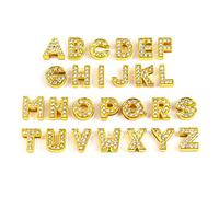 AUEAR, Lot de 26 breloques dorées en forme de lettre de l'alphabet de A à Z 8 mm en alliage pour bracelets, colliers, bracelets, fabrication de bijoux, 26 Pack, Strass