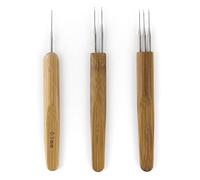 AUEAR Lot de 3, 1 crochet, 2 crochets, 3 crochets Dreadlock Crochet pour piqûres de cheveux Aiguille pour tresse artisanale Manche en bambou 0,5 mm