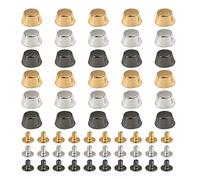 AUEAR, Lot de 30 clous à vis arrière en métal pour sac en cuir, loisirs créatifs (tête plate, 11 mm, argenté et doré, noir)