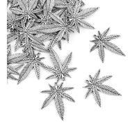 AUEAR, Lot de 30 perles de marijuana en forme de feuille d'arbre - Pendentifs pour fabrication de bracelets, colliers, bijoux - Argent antique, Métal