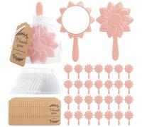 AUEAR, Lot de 30 pinceaux miroirs compacts en forme de tournesol avec coquillage et étiquettes de remerciement avec sac en organza pour fête de mariage