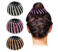 AUEAR, Lot de 4 pinces à cheveux en forme de nid d'oiseau, strass pour queue de cheval, accessoires extensibles pour femmes et filles