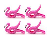 AUEAR Lot de 4 pinces à serviette de plage avec motif flamant rose rose pour patio, piscine de vacances