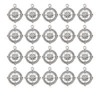 AUEAR, Lot de 50 breloques en forme de boussole en alliage pour fabrication de bracelets, colliers, bijoux, loisirs créatifs - Argenté