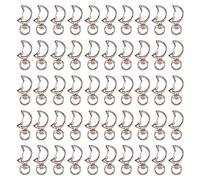 AUEAR, Lot de 50 Fermoirs Mousquetons Pivotants en Métal Argenté avec Fermoir à Ressort en Forme de Lune, Accroche Porte-Clés Fendus pour Loisirs Créatifs
