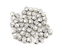 AUEAR, Lot de 50 perles vintage en métal avec grand trou en forme de patte de chien - 11 mm - Pour fabrication de bijoux européens, cadeaux - Fait à la main - Argenté
