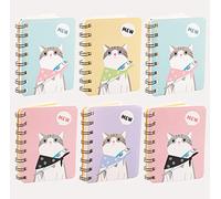 AUEAR Lot de 6 carnets à Spirales avec Couverture en Forme de Chat Mignon 8 cm