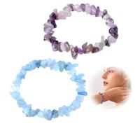 AUEFUDQ 1 bracelet en cristal en pierre naturelle, aigue-marine et améthyste, multicolore, bohème, femme