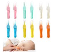 AUEFUDQ 12 Pièces Sécurité pour Bébé Brucelles, Pinces à Épiler, Oreille Nez Nombril Pince, Pinces de Nettoyage du Nez, Pince à Épiler Plastique à Tête Ronde pour Nettoyage Nasal (Multicolore)