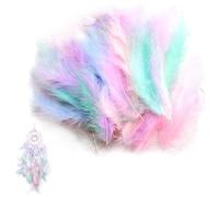 AUEFUDQ Lot de 200 Plumes colorées pour travaux manuels, Plumes de Bricolage, Coiffe Indienne pour Enfants, Accessoires de Bricolage pour Boucles d'oreilles, Mariage, Attrape-rêves, Plumes de Coiffe