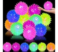 AUEJACKY 12 Pcs Balle Anti-Stress Lumineuse,Boules Hérisson LED,Balles Sensorielles Souples Lumineuses,6.5 cm Boule Hérisson Sensorielles Jouet,Cotillons Cadeaux Anniversaire Invités Enfant