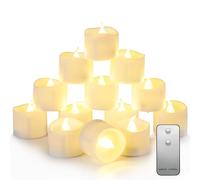 Auemaniliy Lot de 24 bougies chauffe-plat LED, bougies chauffe-plat à distance, clignotantes électriques à piles, 3,2 x 3,6 cm, pour fête de mariage, Halloween, Noël, décoration d'intérieur