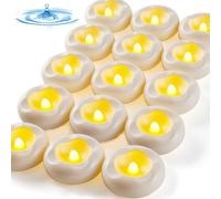 Auemaniliy Lot de 300 bougies flottantes de 5,1 cm, 200 heures activées par l'eau, blanc chaud, alimentées par piles, pour centres de table, baignoire, piscine, fontaine