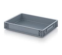 Auer Euro EG 43/75 Boîte de rangement empilable avec poignées fermées 40 x 30 x 7,5 cm Boîte en plastique 6,9 l Boîte de commission stable Boîte de rangement et de transport