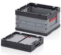 Auer Packaging 2x box pliables 40 x 30 x 22 cm Caisse Pliable en Plastique Empilable 21 L Gris