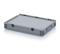 Auer Packaging Bac Euro 60x40x9 cm avec couvercle charnière - Valise Eurobox - Boîte en plastique pour camping-car, entrepôt, étagère, garage, atelier