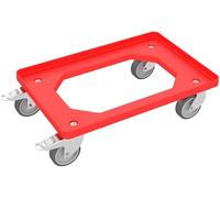 Auer Packaging Chariot Compact avec Roues en Caoutchouc Rouge et butée de Roue pour Euro Container jusqu'à 600 mm x 400 mm