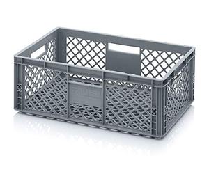 Auer Packaging Récipient euro 60 x 40 x 22 cm ajouré, boîte à légumes, grande boîte de rangement, boîte pour marché aux puces, entrepôt, commerce, artisanat, 60 x 40 x 22 cm, avec poignées, empilable