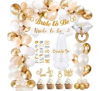 Auezona Bride to Be Decoration Evjf Accessoire Team, Enterrement de Vie de Jeune Fille, Accessoire Evjf Femme Comprendre Ballon Tatouage Voile Mariée Décoration Gâteau Mariée Banderole