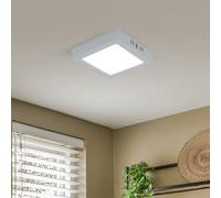 Plafonnier à panneau LED en saillie, plafonnier, lampe de salon, luminaire de couloir, plastique blanc carré, 12W 1200lm 3000K blanc chaud, L 16,7 cm