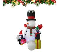 Aufblasbarer 2,13 m großer Weihnachtsschneemann - Housse de nuit imperméable avec veilleuse LED et 2 pingouins | Décoration agréable pour boire et draußen, ideal pour la famille, les fréunds, les