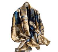 Aufeel Écharpe tendance 100 % satin de soie longue et légère pour femmes, écharpes pour cheveux (romance bleue)