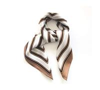 Aufeel Foulard carré 100% soie de mûrier véritable pour femme 53 cm, Rayures grises, Small