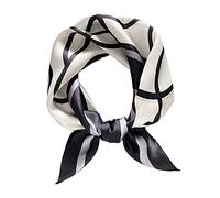 Aufeel Foulard léger à col carré pour femme 100% soie de mûrier véritable 53,3 cm emballé cadeau, Black Beauty, Small