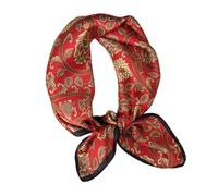 Aufeel Foulard léger à col carré pour femme 100% soie de mûrier véritable 53,3 cm emballé cadeau, Date Rouge, Small