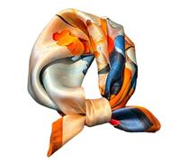 Aufeel Foulard léger à col carré pour femme 100% soie de mûrier véritable 53,3 cm emballé cadeau, Imprimé ginkgo, Small