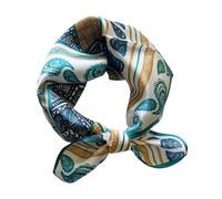 Aufeel Foulard léger à col carré pour femme 100% soie de mûrier véritable 53,3 cm emballé cadeau, Imprimé coquillage, Small