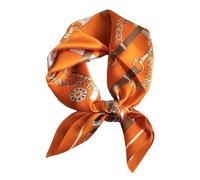 Aufeel Foulard léger à col carré pour femme 100% soie de mûrier véritable 53,3 cm emballé cadeau, Orange 6, Small