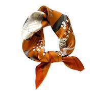 Aufeel Foulard léger à col carré pour femme 100% soie de mûrier véritable 53,3 cm emballé cadeau, Orange profond, Small
