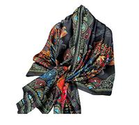 Aufeel Foulards tendance 100 % satin de soie longue et légère protection solaire châles pour femmes, Arbre noir, Large