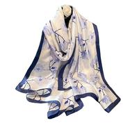 Aufeel Foulards tendance 100 % satin de soie longue et légère protection solaire châles pour femmes, bleu ciel, Large