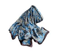 Aufeel Foulards tendance 100 % satin de soie longue et légère protection solaire châles pour femmes, Bordure café, Large
