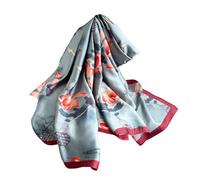 Aufeel Foulards tendance 100 % satin de soie longue et légère protection solaire châles pour femmes, Imprimé lotus, Large