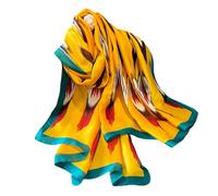 Aufeel Foulards tendance 100 % satin de soie longue et légère protection solaire châles pour femmes, Jaune cyan, Large