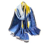 Aufeel Foulards tendance 100 % satin de soie longue et légère protection solaire châles pour femmes, Lotus blanc, Large
