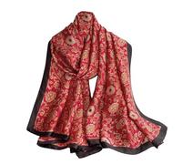 Aufeel Foulards tendance 100 % satin de soie longue et légère protection solaire châles pour femmes, noir/rouge, Large