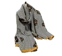 Aufeel Foulards tendance 100 % satin de soie longue et légère protection solaire châles pour femmes, noir/marron, Large