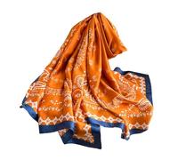 Aufeel Foulards tendance 100 % satin de soie longue et légère protection solaire châles pour femmes, Orange 6, Large