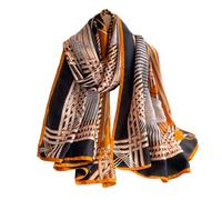 Aufeel Foulards tendance 100 % satin de soie longue et légère protection solaire châles pour femmes, Orange 1, Large