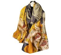 Aufeel Foulards tendance 100 % satin de soie longue et légère protection solaire châles pour femmes, Poisson doré, Large