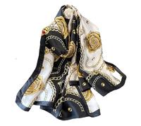 Aufeel Foulards tendance 100 % satin de soie longue et légère protection solaire châles pour femmes, Rose/noir, Large